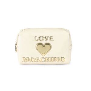 LOVE MOSCHINO cream, colored, faux leather toiletry pouch NWT